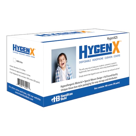 Hamiltonbuhl HygenX Disposable Headphone Covers, On-Ear, Pair, PK50 HygenX25